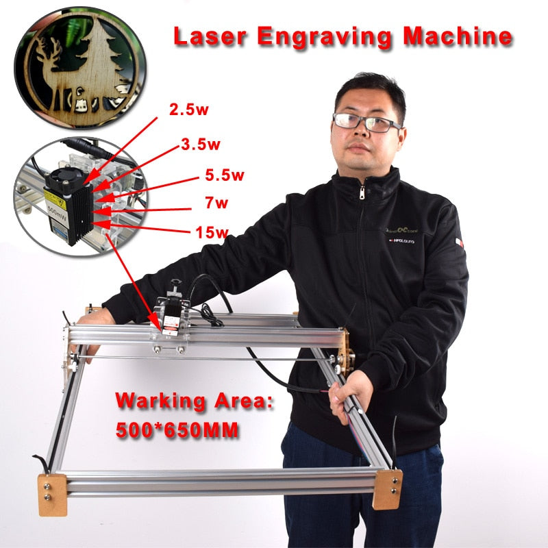 50*65cm Mini 5500MW Blue CNC Laser Engraving Machine 2Axis DC 12V