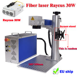 Fiber 30W Raycus QB Metal Marking Printer Engraver Machine with Rotary Axis for Rings