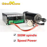 500W Air Cooled Spindle ER11 Chuck CNC 0.5KW Spindle Motor + 52mm clamps + Power Supply speed governor For DIY CNC machine kit